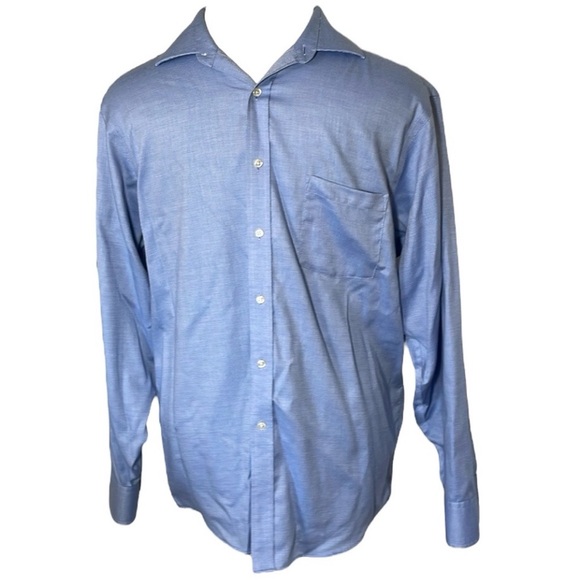 Donald J Trump Dress Shirt Cotton Blue White Button Up Long Sleeve Office Big 17 - Picture 1 of 16